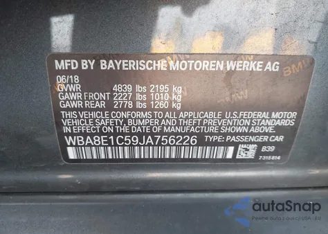 2018 BMW 330E Iperformance из США, поврежденный, VIN WBA8E1C59JA756226